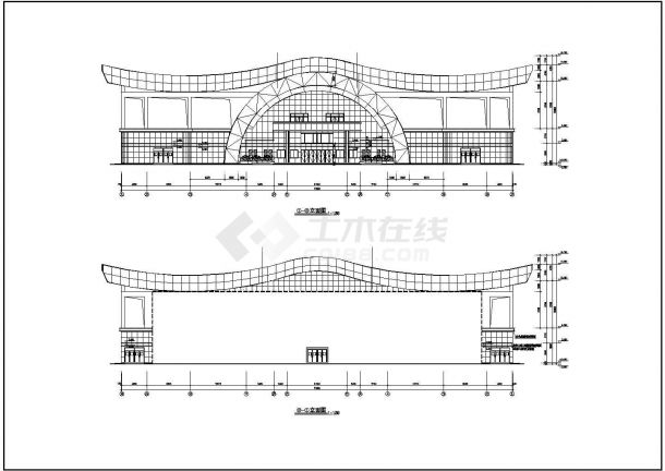 灯光球场建筑施工CAD设计方案图纸-图二