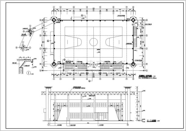 某操场建筑设计施工CAD方案图纸-图二