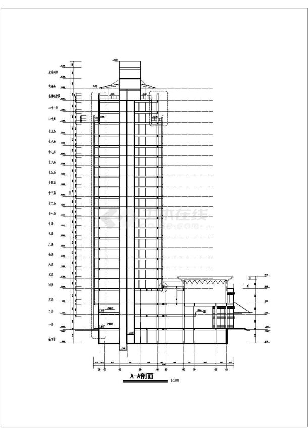 某地二十一层框架结构酒店建筑设计施工图-图二