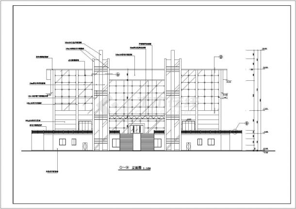 某体艺馆建筑设计施工CAD方案图纸-图二