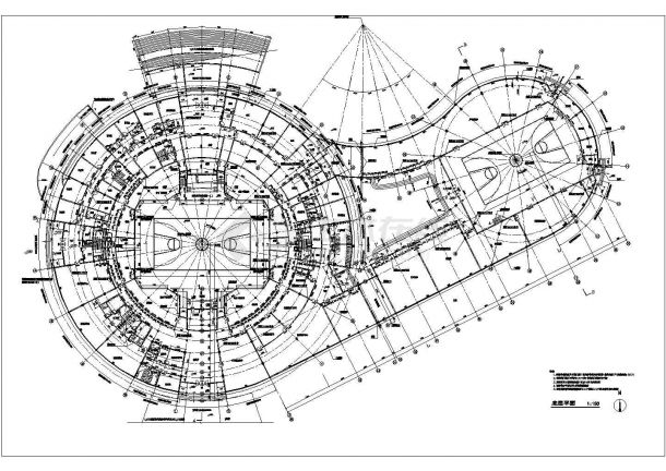 体育馆建筑平面设计施工CAD方案图-图一