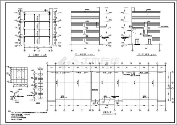 某地四层砖混结构办公楼建筑设计施工图-图二