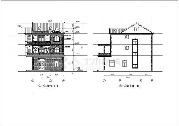 某城市一套别墅建筑图纸的CAD施工图-图一
