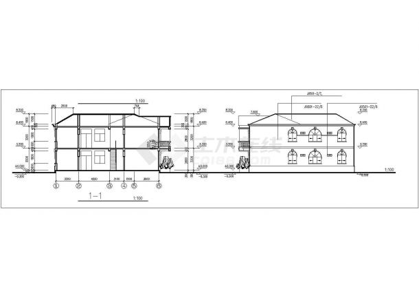 某地区两层别墅建筑设计CAD施工方案图-图二