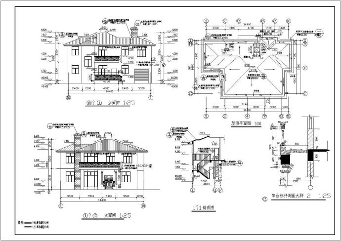 江西两层砖混结构别墅建筑设计方案图_图1
