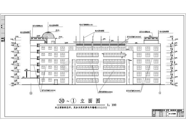 重庆市六层框架结构中学教学楼建筑设计施工图-图一