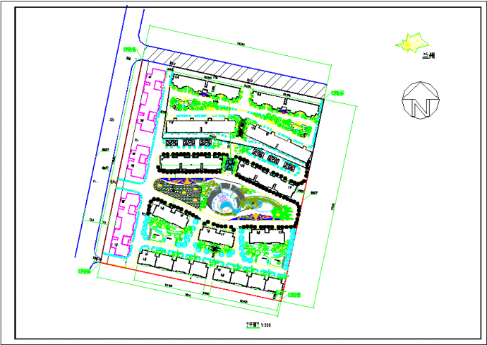多层小区建筑规划CAD图纸_图1