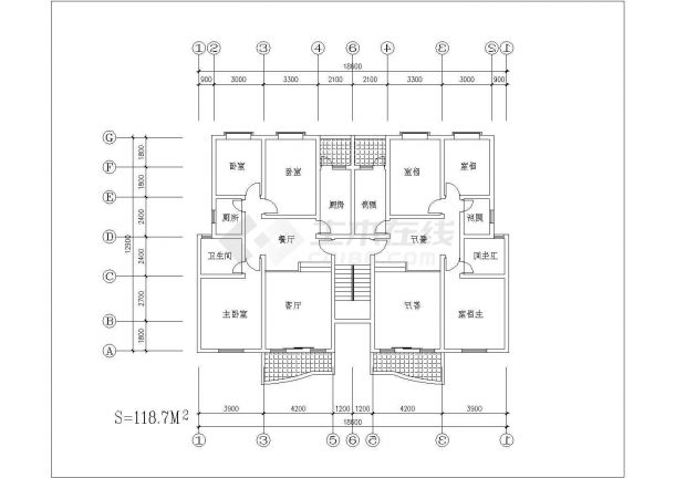 十几套一梯两户户型cad平面施工图纸-图二