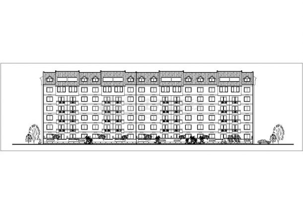 某地区的多层住宅楼标准层及立面CAD施工设计图纸-图二