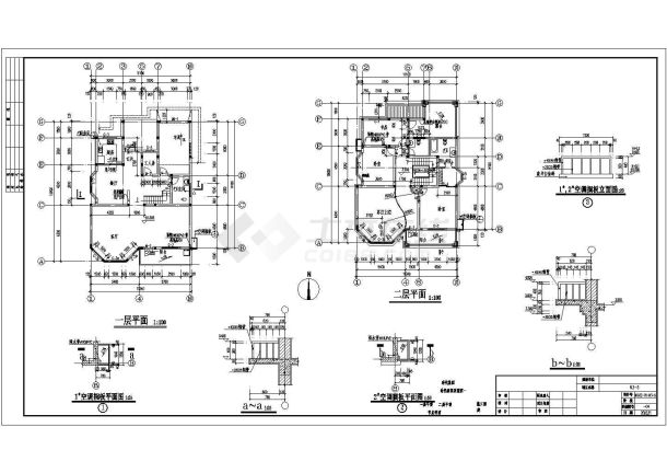 某地区风格典型别墅设计cad建筑图-图一