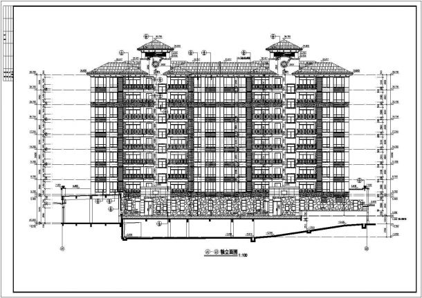 某地九层框架结构商住宅建筑设计施工图-图二