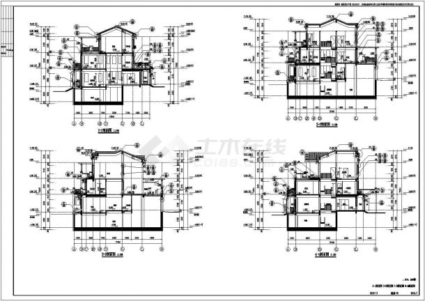 [辽宁]经典三层联排式别墅建筑剖面设计CAD图纸-图一