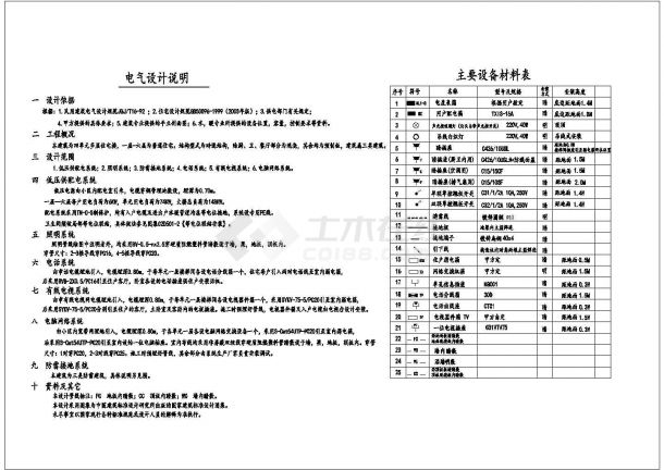 多层住宅电气设计方案及施工CAD图纸-图一