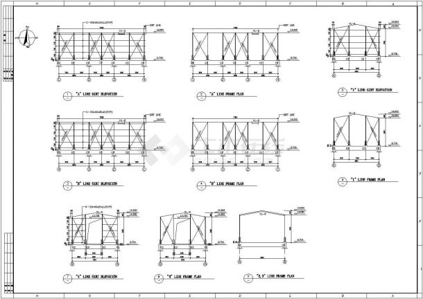 混凝土与钢结构混合框架结构建筑设计图-图二
