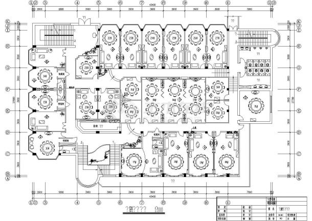 某酒楼平面建筑cad装修图纸全套-图一