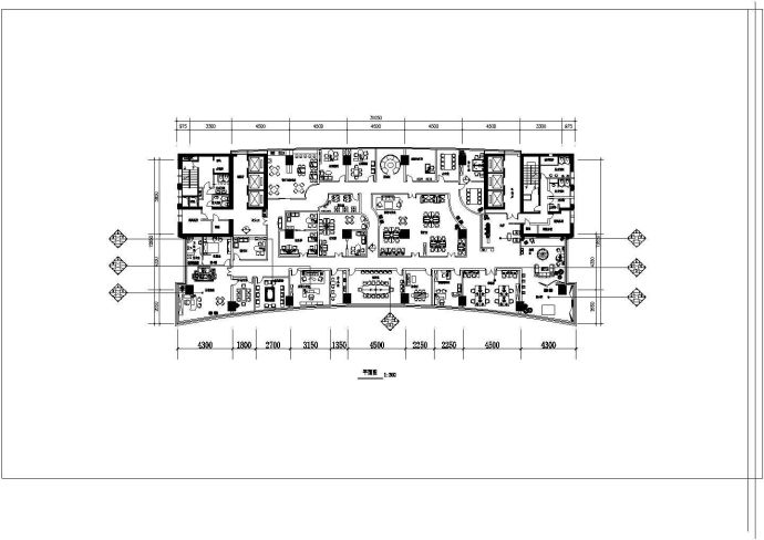  某办公空间建筑设计装修CAD总图_图1