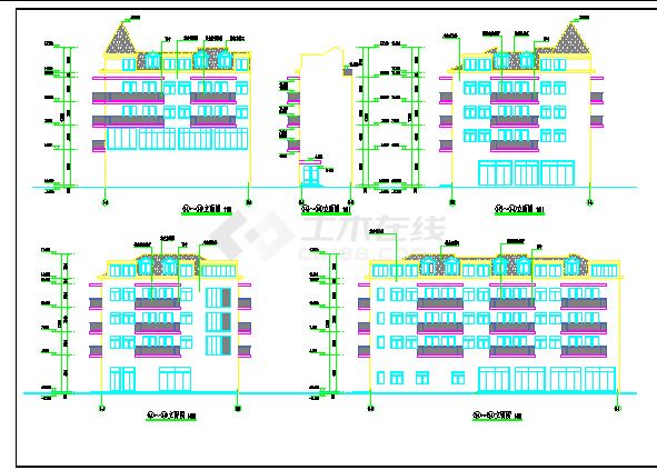 某学校四层框架结构学生公寓建筑设计施工图-图一
