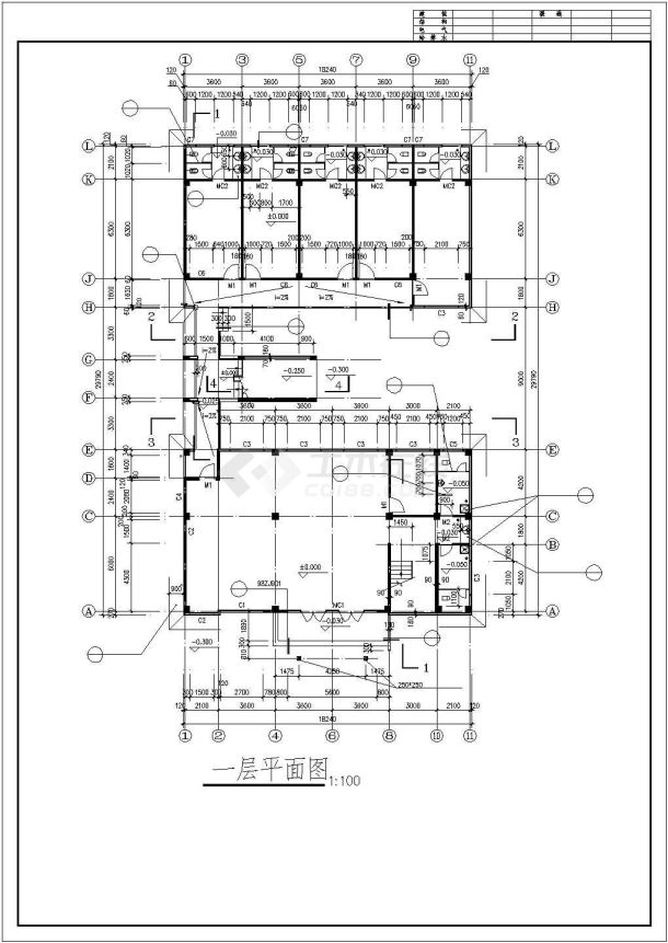 综合楼建筑施工全套CAD平面图纸-图一