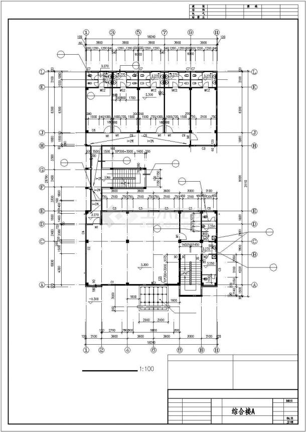 综合楼建筑施工全套CAD平面图纸-图二