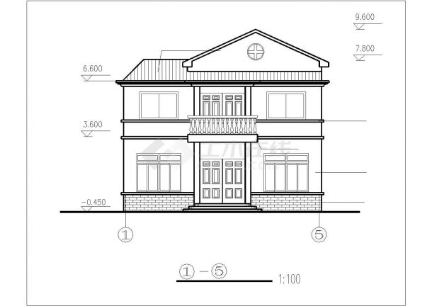 某地区带阁楼别墅楼建筑设计CAD施工总图-图一