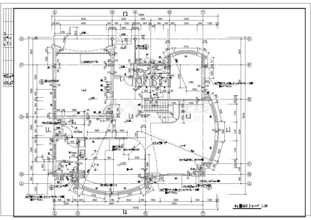 某地区某两层别墅坡地设计cad施工图-图一