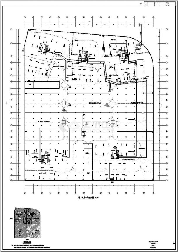 某小区单层地下车库防火分区电气设计图-图二