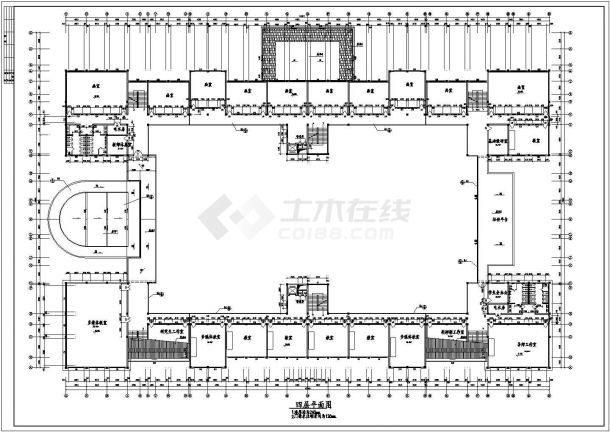 某地区工业大学艺术楼建筑cad图-图一