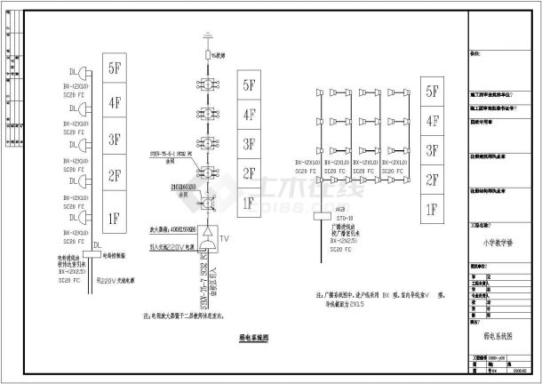 某地区多层教学楼电气设计方案总套图纸-图二
