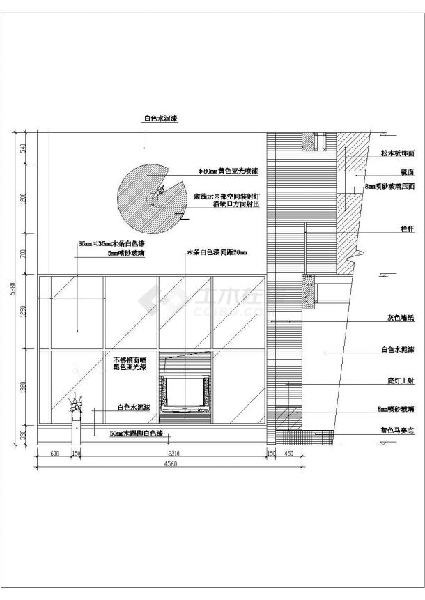 实用住宅客厅装修cad节点施工祥图-图一