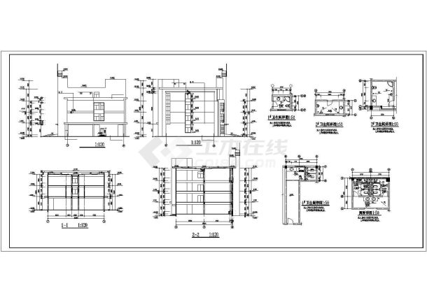 某带植草屋面大型综合楼建筑设计CAD施工图-图一