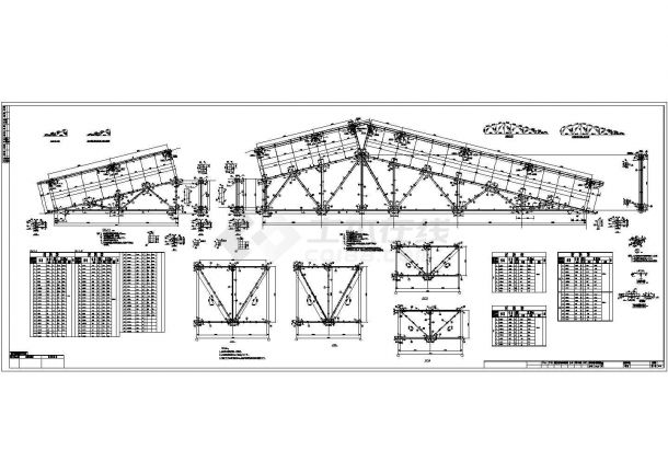 某地3层框架结构钢屋架食堂结构设计施工图-图一