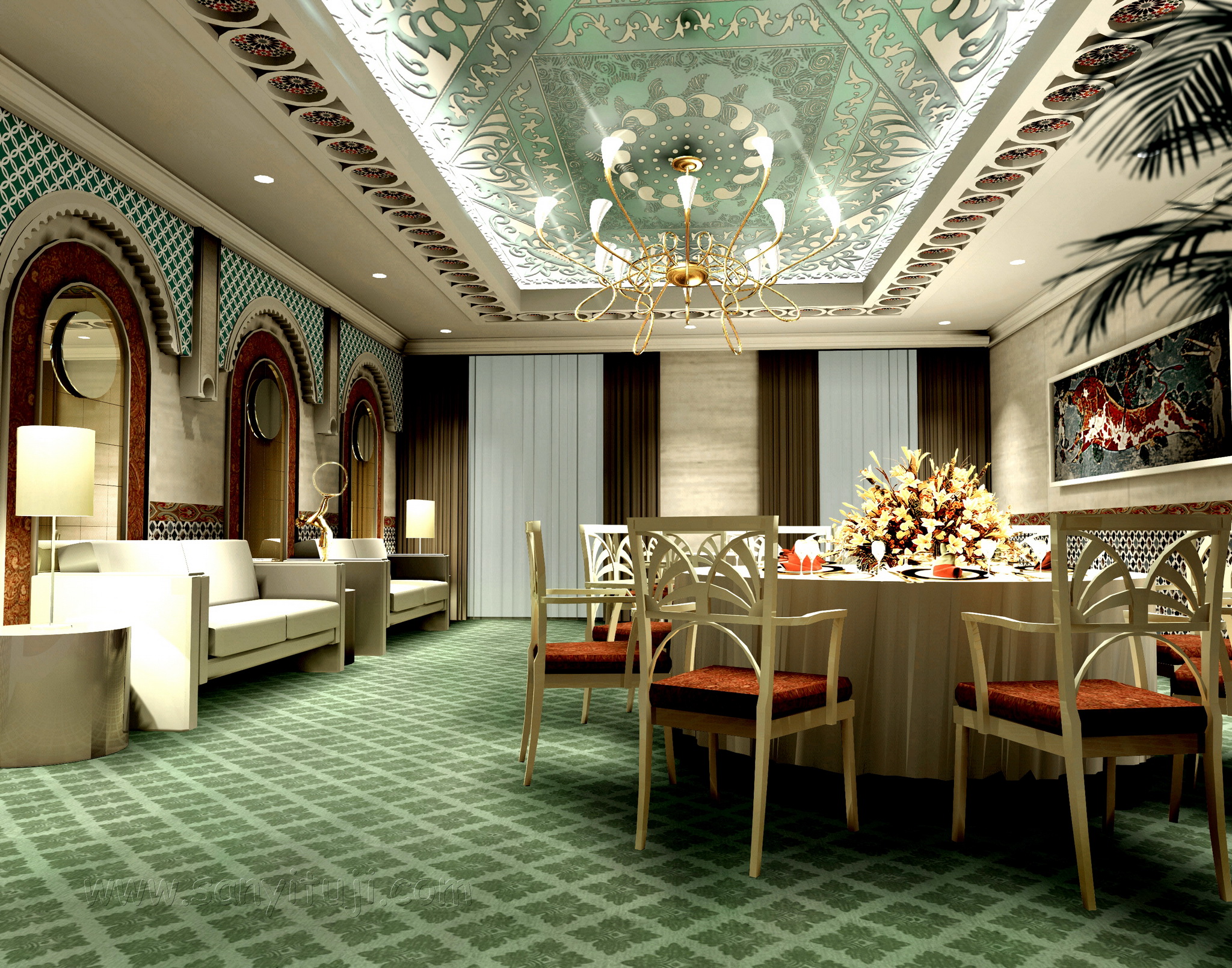 新疆吐鲁番餐厅装修设计图（有效果图）
