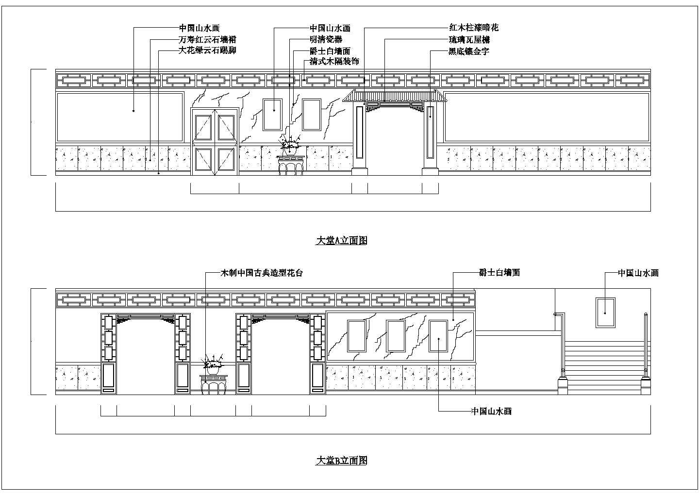 北京某地区酒店中餐厅CAD装修图