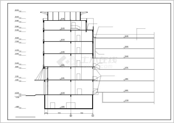 某海城商厦建筑设计CAD施工套图-图一