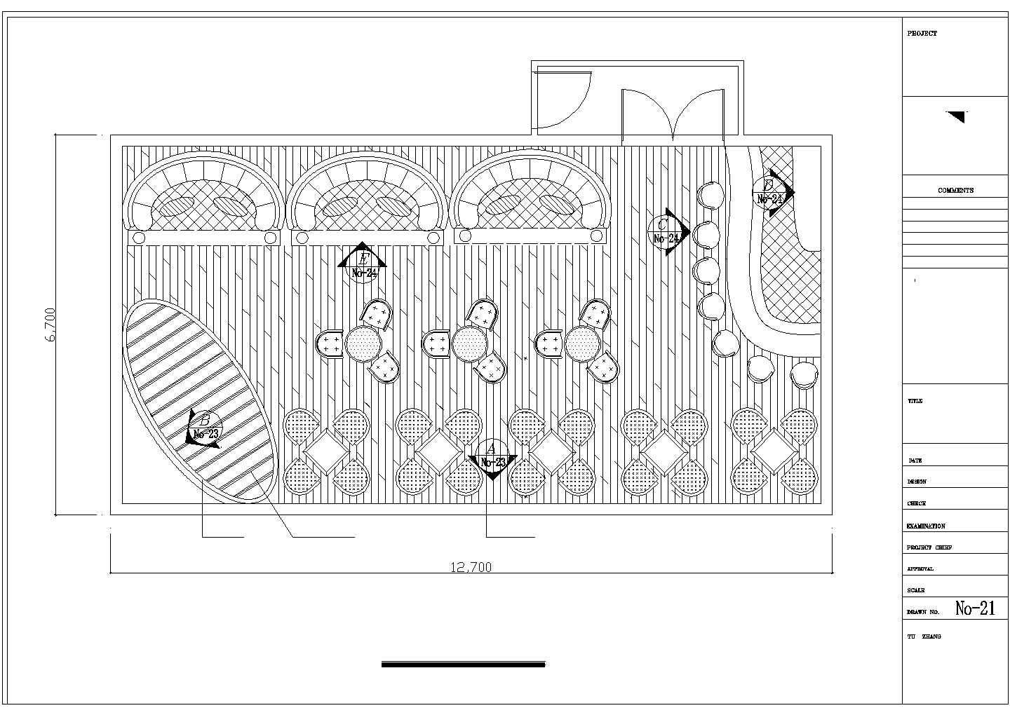 某酒吧平面建筑设计CAD施工图纸