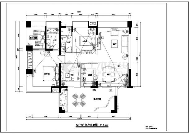 某地区家装详细样板房室内装修cad施工图-图二