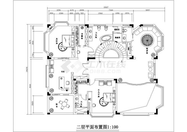 别墅室内设计方案的完整CAD图纸-图一