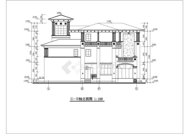 某地三层框架结构简欧风格别墅建筑设计施工方案-图二