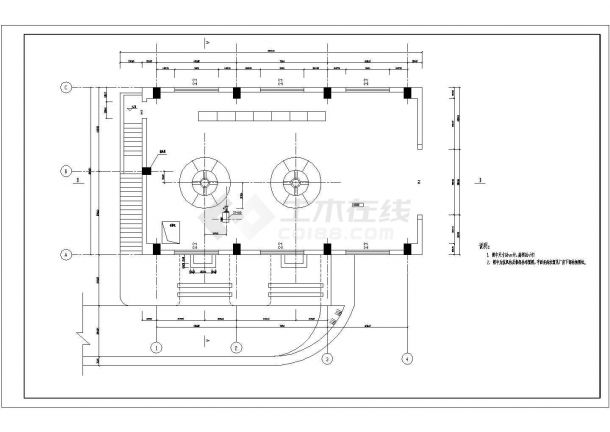 某地水电站厂房cad施工建筑设计图-图二