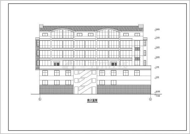 某沿街商住楼建筑全套cad施工设计图-图二