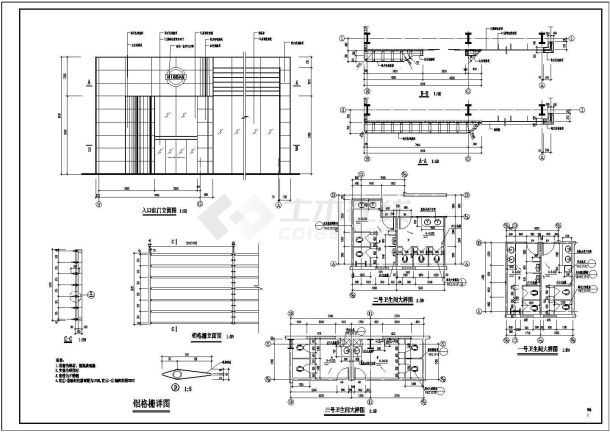 一套简单的汽车库建筑设计施工cad图-图二