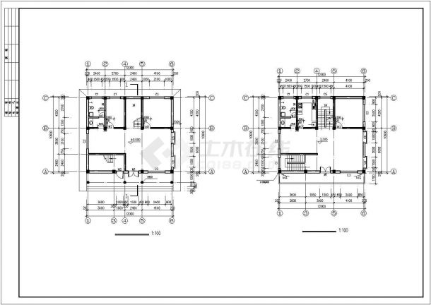 常见别墅建筑cad结构完整详细施工设计图纸-图二