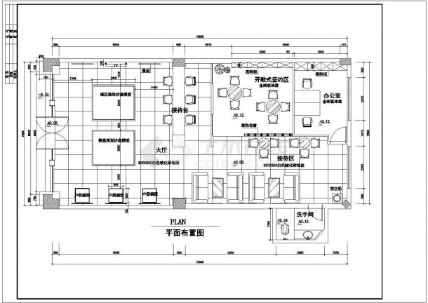 某地区售楼部CAD装修平面施工图-图二