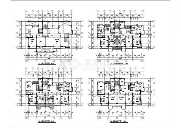 某城市三十一个住宅户型CAD建筑图-图二