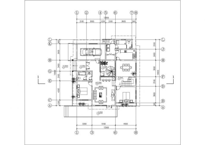 某地风格别墅设计cad方案图带效果图_图1