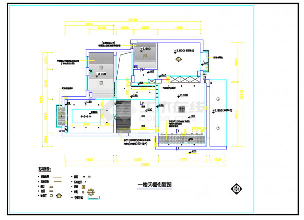 某梦园小区别墅室内装修设计施工CAD图-图一