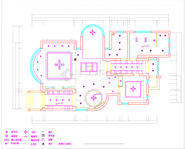 某地康桥半岛别墅金沙苑室内装修设计施工CAD图-图二