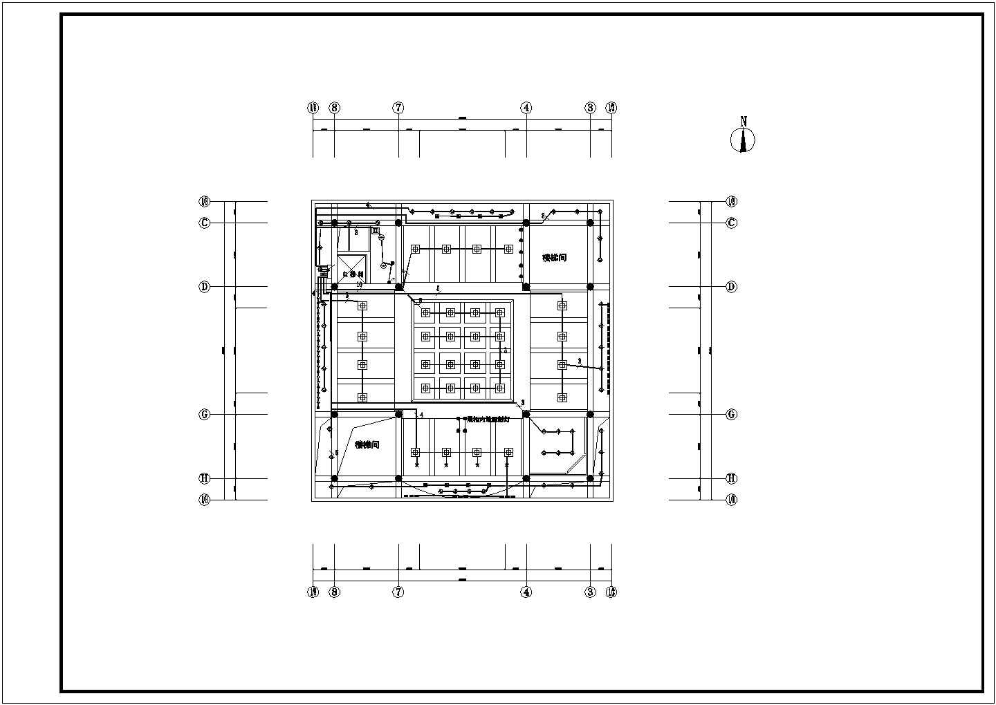 某地区某四层宫殿建筑电气CAD施工图纸