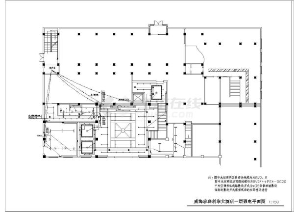 某地区六层酒店全套设计cad施工图-图一