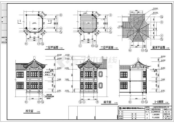 八角观景阁建筑结构设计CAD施工图-图一